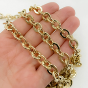 Gold Plated 925 Sterling Silver Hollow Flat Oval Link
